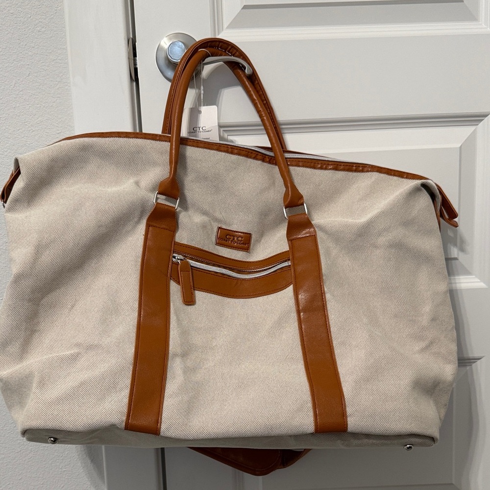 TC Cream and Brown Men's Duffel Bag